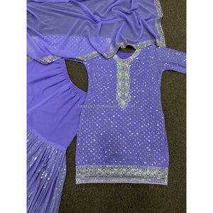 Fabzonefabindia présentant la nouvelle fête était belle broderie lourde fantaisie et haut de travail à paillettes de 5mm-Sharara avec Dupatta - Product Image 1