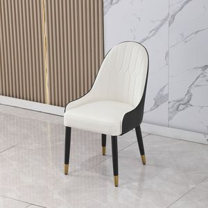 Sedia da Scrivania Moderna in Pelle PU Nera con Gambe e Schienale in Metallo per Soggiorno e Sala da Pranzo, Set da 2 Pezzi - Product Image 4