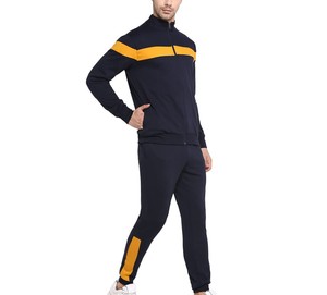 Nouvel ensemble de survêtement décontracté pour homme 2026, bleu marine, à manches longues, avec fermeture éclair, blocs de couleur et col montant, pour l'automne - Product Image 3
