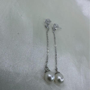 Pendientes Colgantes de Perlas de Agua Dulce de 7.5-8mm de Zhuji, Plata S925 con Detalles Delicados Franceses, Accesorios Colgantes en Forma de Gota - Product Image 4