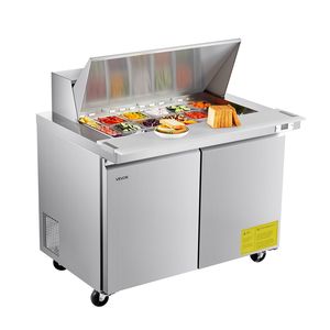 Piano di lavoro per la preparazione di Sandwich in acciaio inossidabile a doppia porta per apparecchiature di refrigerazione da cucina commerciale - Product Image 1