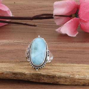 Bague en larimar bleu naturel, argent sterling 925, motif vague de mer, pierre précieuse, bague pour femmes, pierre bleue des Caraïbes, bijoux de déclaration - Product Image 3