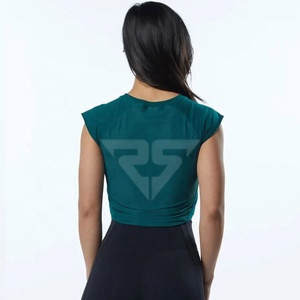 New Leisure Fashion Waist Shrink Drawstring Loose T-shirt Fitness Running Sports Short Sleeve Women Crop <b>Top</b> t-shirts - Product Image 2