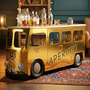 SUREN SPACE Handcrafted Iron and Mango Wood Home <b>Bar</b> Furniture with Storage Modern Design From Rajasthan India - Product Image 1