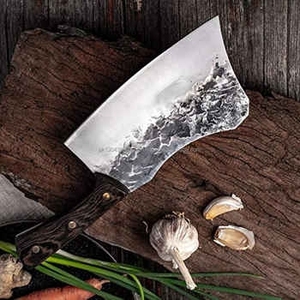Damascus Steel Cleaver <b>Knife</b> 6-7.9in Blade Rosewood Handle Ambidextrous Design Eco-Friendly <b>Kitchen</b> Cutting Tool - Product Image 2