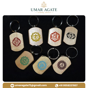 Llaveros de Madera Coloridos con Siete Chakras y Letras Sánscritas, Llavero de Madera con Siete Chakras, Suministro al por Mayor, Llaveros de Madera con Chakras - Product Image 2