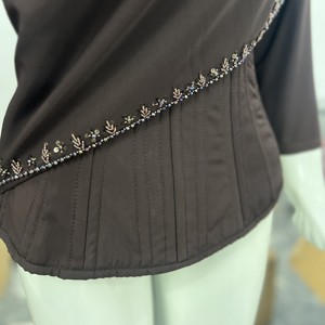 Elegante Conjunto de Pantalones y Corsé de Satén Marrón con Cuello en V para Mujer, Moderno, Bordado, de Pierna Ancha, Dos Piezas, Ropa Formal de Noche, Hecho a Medida - Product Image 5