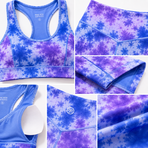 Women Tie Dye Yoga Set High Waist Leggings Sports Bra Fitness Gym Workout Activewear Set - Product Image 6