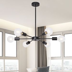 Moderno lampadario Sputnik a 6 luci industriale nero opaco lampada a sospensione per cucina isola soggiorno sala da pranzo Foyer - Product Image 4