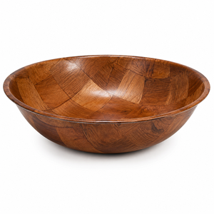 Bol de service artisanal en bois d'acacia, patchwork, bol à fruits en bois naturel, décoration de table de cuisine, centre de table, cadeau - Product Image 1