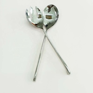 Service de salade en acier inoxydable plaqué argent avec un design moderne, poignée faite à la main, poli miroir, serveur de salade de haute qualité - Product Image 4