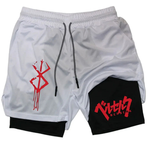 <b>Men's</b> Black Athletic <b>Shorts</b> with <b>Red</b> Logo Print Quick Dry Breathable Mid Waist Drawstring Casual Sport Wear 100% Polyester - Product Image 5
