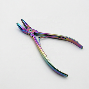 Pince à extensions capillaires incurvée en acier inoxydable plaqué or TEEJAY, forte tenue pour micro-perles/micro-nano-perles, OEM - Product Image 2