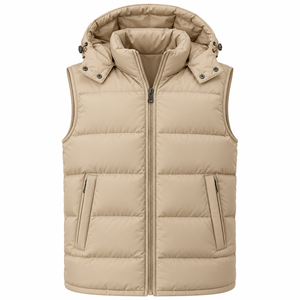 Men Casual <b>Hooded</b> Sleeveless Winter <b>Body</b> <b>Warmer</b> Vest Softshell Breathable Zipper Closure Custom Print 2026 - Product Image 2