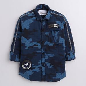 Chemise à manches longues Polka Tots avec patch camouflage imprimé militaire - Bleu - Product Image 1