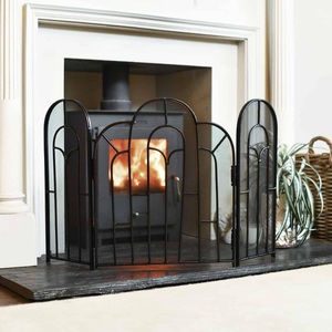 Écran de cheminée en métal Cascade Arc, pliable en trois panneaux, avec maille fine, protection contre les étincelles, protection de sécurité moderne pour foyer - Product Image 6