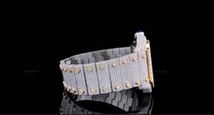 Reloj Esqueleto Iced Out de Lujo para Hombre, Estilo Hip Hop, Cuadrado, Bicolor Dorado, Automático Mecánico, con Incrustaciones de Moissanita - Product Image 3