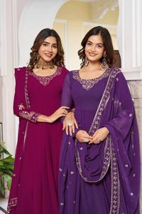 Robe de soirée Royal Spark avec dupatta, ensemble robe élégante brodée, robe scintillante, dupatta assortie, ensemble ethnique 3 pièces - Product Image 6