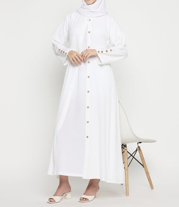 Abaya Saoudienne Traditionnelle Islamique Blanche pour Femme, en Polyester Respirant, Longueur Cheville, Style Printemps, Vente en Gros Dubaï - Product Image 5