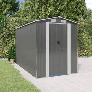 Light Gray 75.6"x140.6"x87.8" Galvanized Steel <b>Garden</b> <b>Shed</b> <b>Storage</b> Solution - Product Image 1