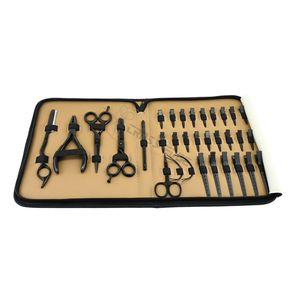 Professional Hair <b>Extension</b> Installation Kit Three Hole Plier Thinning Scissors Razor Comb Loop Threader and Duckbill Clips - Product Image 1