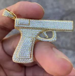 จี้เพชรทรงกลม 3 กะรัต ชุบเงินแท้ 925 พร้อมจี้รูปปืน สามารถปรับแต่งได้สำหรับงานปาร์ตี้ สไตล์คลาสสิก - Product Image 3