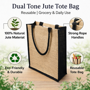 High Quality Dual Tone Jute Tote <b>Bag</b> with Rope Handle | Promotional <b>Reusable</b> Shopping <b>Bag</b> for Grocery & Daily Use - Product Image 6