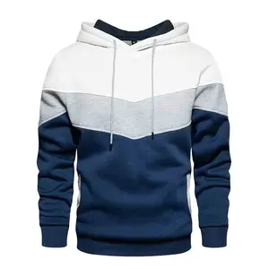 Sweat-shirt à capuche patchwork pour hommes vêtements à capuche décontracté ample polaire chaud Streetwear mode masculine automne hiver vêtements de sport - Product Image 1