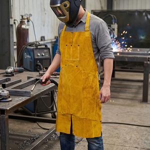 Premium Heavy-Duty Cowhide Split Leather Welder Safety <b>Apron</b> Industrial <b>Work</b> Protection Heat Resistant Sleeveless Fire Resistant - Product Image 3
