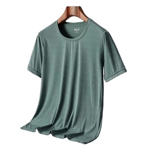 T-shirt de sport respirant en soie/coton à séchage rapide pour homme, coupe ajustée, maille glacée, manches courtes, grande taille, course à pied, fitness, écologique, 8XL - Product Image 1