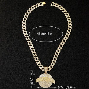 Collar de Cadena Cubana Iced Out con Colgante de Diamantes de Imitación, Joyería Hip Hop de Aleación Chapada en Oro para Hombres y Mujeres - Product Image 5