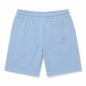 Pantalones cortos tipo bermuda de algodón azul claro para hombre con cintura con cordón y bolsillos laterales estilo casual - Product Image 2