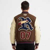 Veste Bomber Homme Vintage Personnalisée Style Universitaire en Feutre de Laine de Haute Qualité avec Manches en Cuir et Broderie Oversize en Chenille