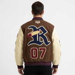 Custom Vintage Men Varsity Letterman Jacket High Quality <b>Felt</b> Wool Leather Sleeve Oversized Embroidery Chenille Patch Bomber Jac - Product Image 2