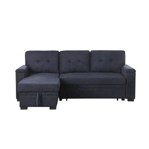 Divano Sezionale Reversibile Lucca II 84.5"W Grigio Scuro con Chaise Longue Contenitore in Tessuto Intrecciato - Categoria Prodotto: Divani Letto - Product Image 5