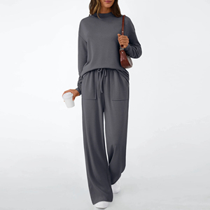 Ensembles coordonnés 2 pièces pour femmes, coupe décontractée, premium, côtelés, ethniques, streetwear décontracté, longueur intégrale - Product Image 5