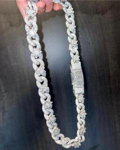 Cadena cubana Iced Out con diamantes de moissanita, joyería de hip hop de lujo, cadena chapada en oro personalizada para hombre - Product Image 2