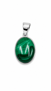 Magnifique pendentif en argent sterling 925 avec malachite naturelle pour femme, fait main, pierre précieuse verte, bijou élégant et remarquable, cadeau - Product Image 2
