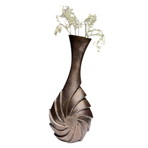 High Quality Aluminium Flower <b>Vase</b> With Brown Color Finished For Tabletop Home Decor Metal Flower <b>Vase</b> For Table Decoration - Product Image 1