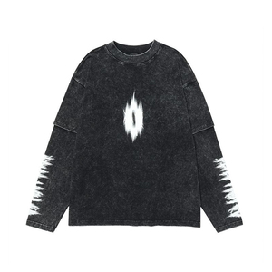 เสื้อยืดแขนยาวสองชั้นแบบลำลองสไตล์วินเทจสำหรับผู้ชาย ผลิตตามสั่ง - Product Image 1