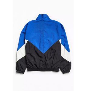 Men's Color Blocking Racer <b>Jacket</b> Blue Black White Stand Collar Windproof Sporty Autumn Wear Polyester Shell Zipper Closure - Product Image 1