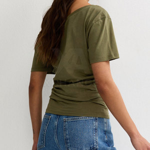 T-shirt femme de haute qualité à épaules dénudées, coupe ample, décontracté, design personnalisé, vente en gros, haut de gamme, prix d'usine - Product Image 3