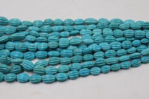 Turquoise naturelle d'Arizona 5x7-6x8mm, perles de turquoise bleue lisses sculptées, brin de 13 pouces pour la fabrication de bijoux, perles de pierre - Product Image 2