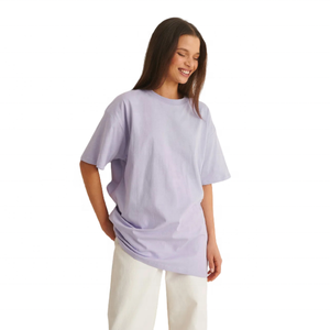 Tops de manga corta con cuello redondo para mujer, camisetas de gran tamaño, blusa holgada informal a la moda, camisas de algodón 100% con hombros descubiertos - Product Image 1