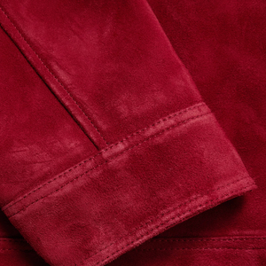 <b>Mens</b> <b>Red</b> Suede <b>Leather</b> <b>Jacket</b> Urban Casual Outerwear Lightweight Feel Premium OEM Wholesale Factory Sample Service Available New - Product Image 6