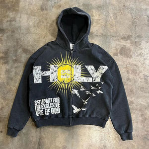 Sudadera con Capucha Personalizada al por Mayor de Alta Calidad para Hombre, de Color Sólido, Talla Grande, de Forro Polar, Resistente al Viento, Transpirable, de Secado Rápido, de Poliéster/Algodón, Estilo Vintage - Product Image 4