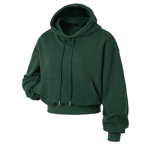 Women Hooded <b>Cropped</b> Pullover Fleece Long Sleeve Casual Gym Training Streetwear Fashion <b>Top</b> OEM ODM Custom Private Label Front - Product Image 3