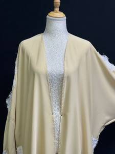 High Quality Modest Turkish Floral V Neck Modest Beaded Sequined Long Sleeve Abaya <b>Muslim</b> Traditional Handmade <b>Wedding</b> Women - Product Image 4