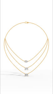 Collar de Diamantes Cultivados en Laboratorio con Corte Esmeralda y Pera de Triple Capa en Oro de 18K, Pieza de Lujo Graduada - Product Image 5