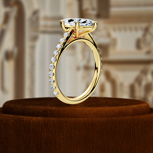 Anillo de Compromiso Marquise en Oro Sólido de 14k, Anillo de Novia con Diamante Cultivado en Laboratorio de 1CT, Anillo Solitario con Diamantes Pavé, Anillo de Promesa - Product Image 6